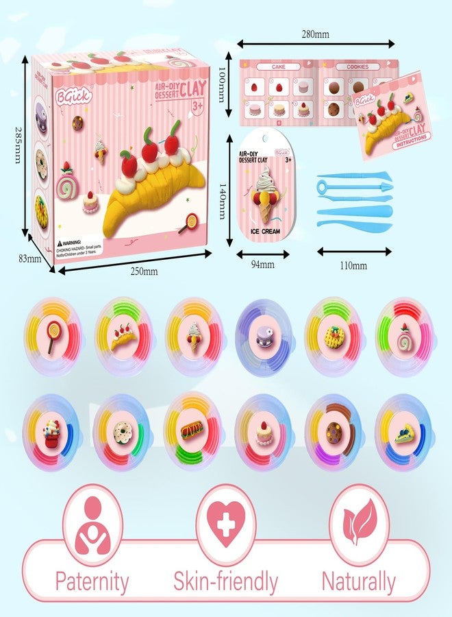 BGick Air Dry Clay for Kids, Cake Themed, DIY Model Magic Clay with Sculpting Tools and Tutorials, 12 Boxes Modeling Magic Soft Clay Art Sculpting Supplies, Arts and Crafts Gift for Kids - Image 2